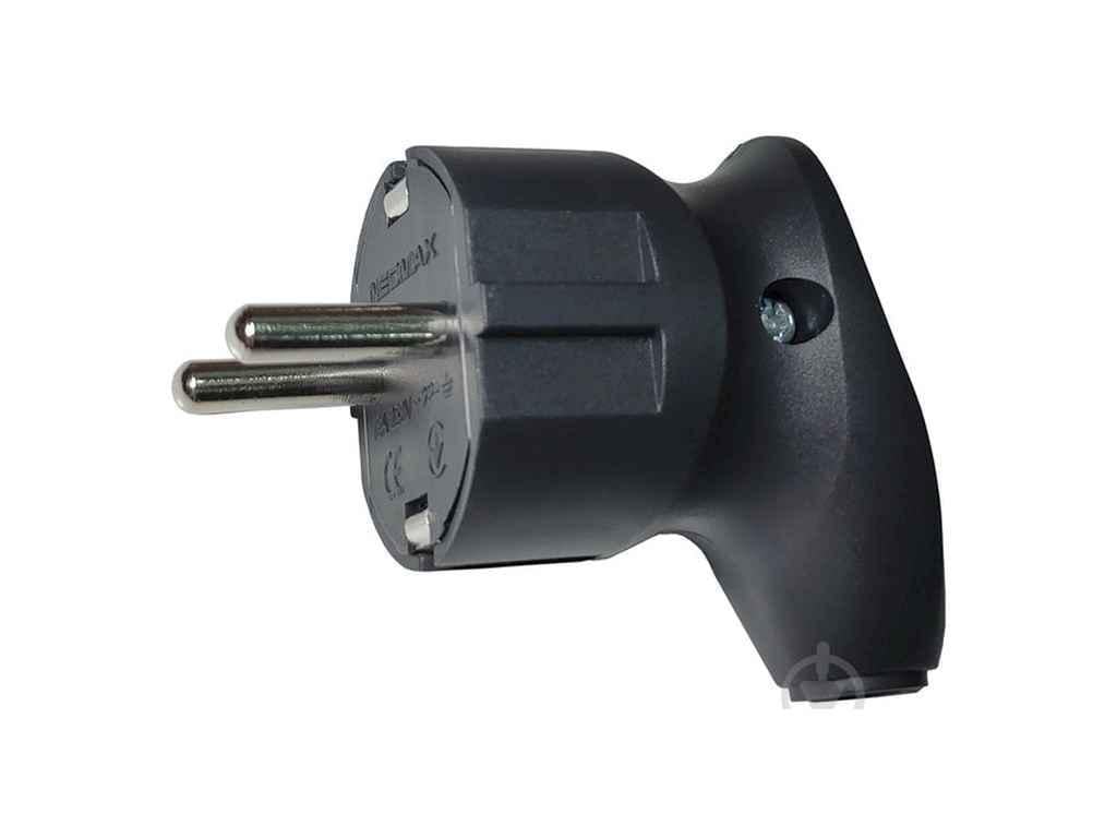 Вилка Neomax NX1105 з заземленням з кутовим вводом проводу Чорний (883992)