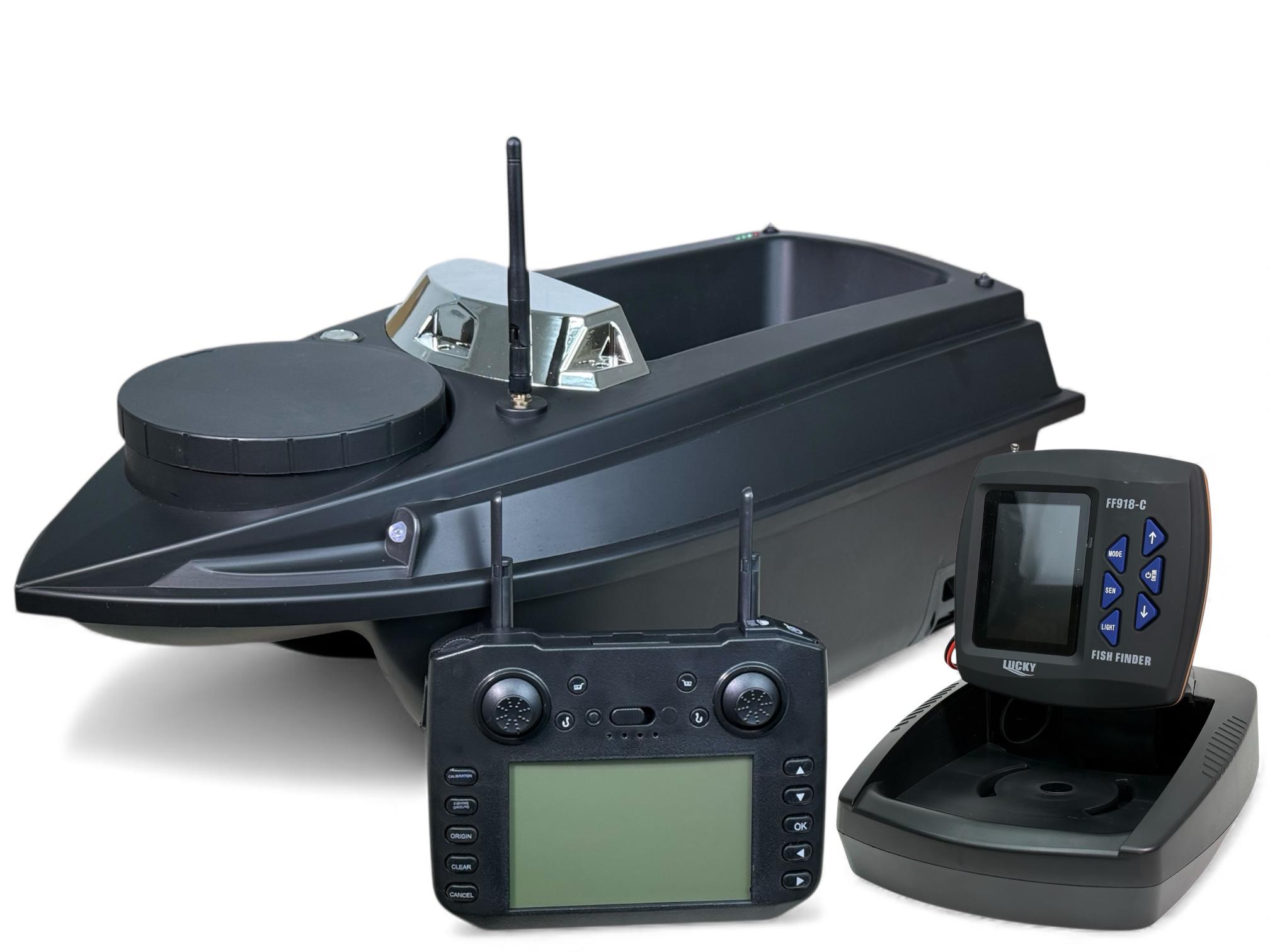 Кораблик Hirisi V030 2 бункера GPS 180 точек с эхолотом Lucky FF918-C (AT82)