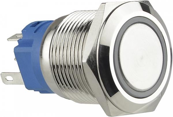 Кнопка плоская АСКО-Укрем TYJ 19-271 1NO+1NC металлическая LED 24 V 19 мм Красный (A0140010139)