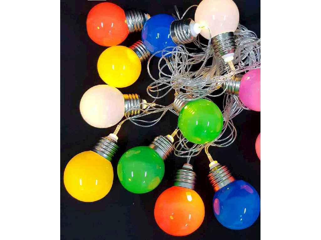 Гірлянда Фігурки 12LED РАЙДУЖНІ ЛАМПОЧКИ 5 м з перехідником Теплий білий (1698-22)