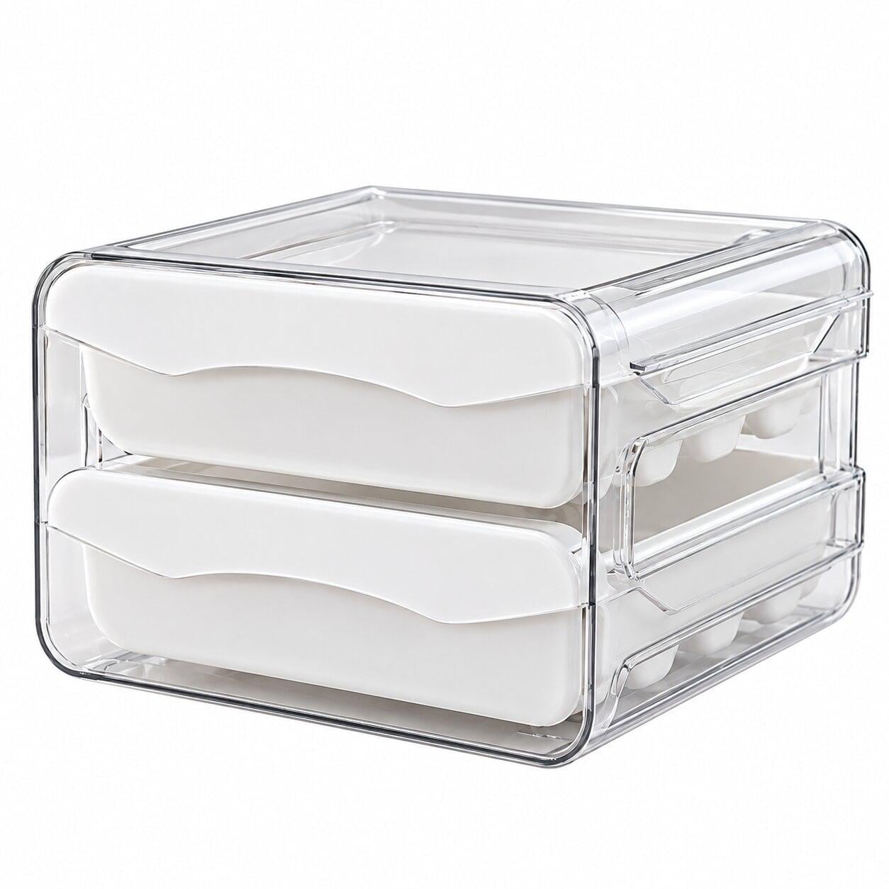 Контейнер для яєць двоярусний Egg Box N-1454 з висувними лотками 21х23х14 см Прозорий (108927)