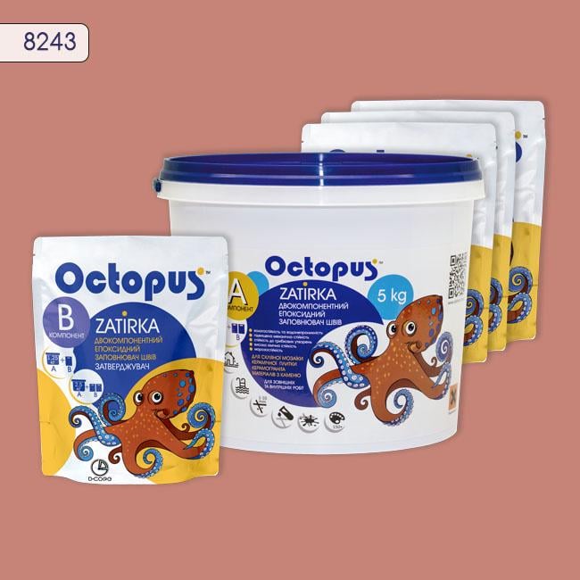 Фуга двухкомпонентная эпоксидная для плитки и мозаики Octopus 5 кг 8243 (8243-5)