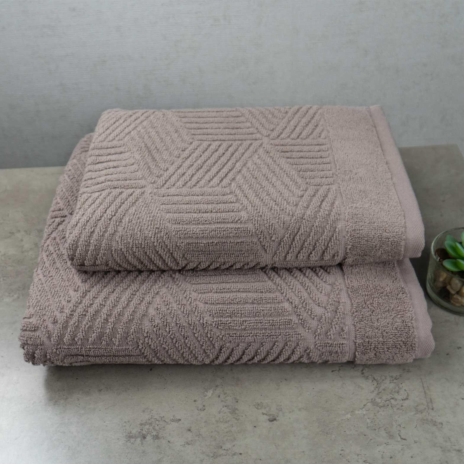Комплект махровых полотенец GM Textile Уэльс 50х90 см/70х140 см 2 шт. Шоколад (500-2k-wales-choco)