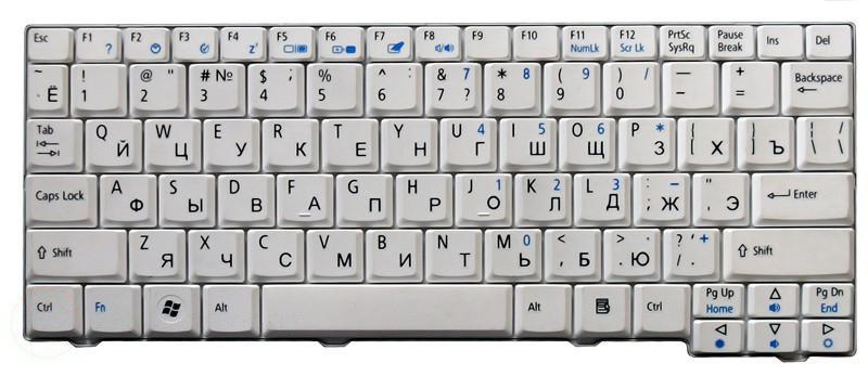 Клавиатура для ноутбука Acer Aspire One ZG5 White