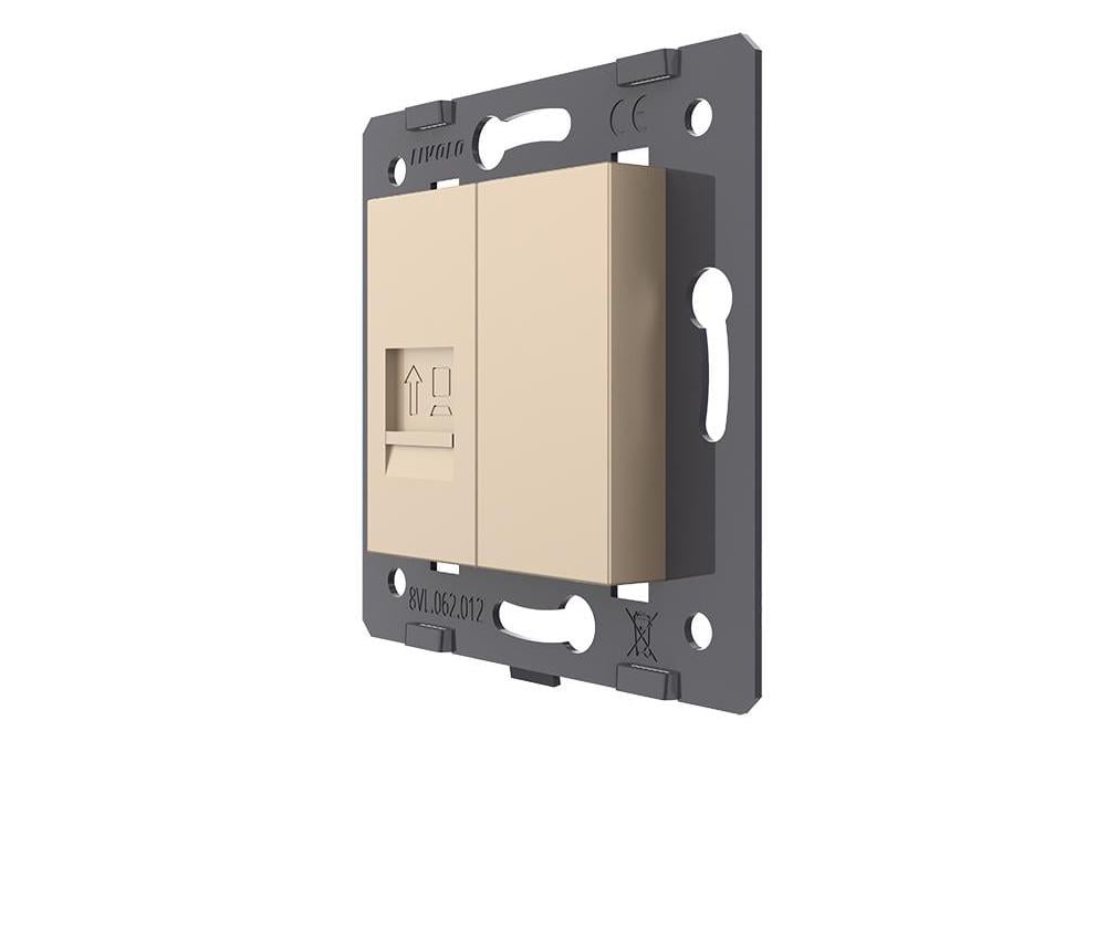 Розетка компьютерная LIVOLO RJ-45 настенная дизайнерская Золотой (VL-FCCP/FCMB-2AP)