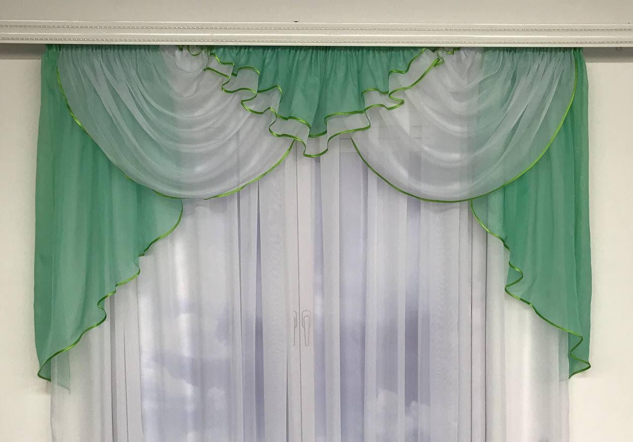 Шифоновый ламбрекен ALBO 200x110 см Бирюзовый (L-K2-19)