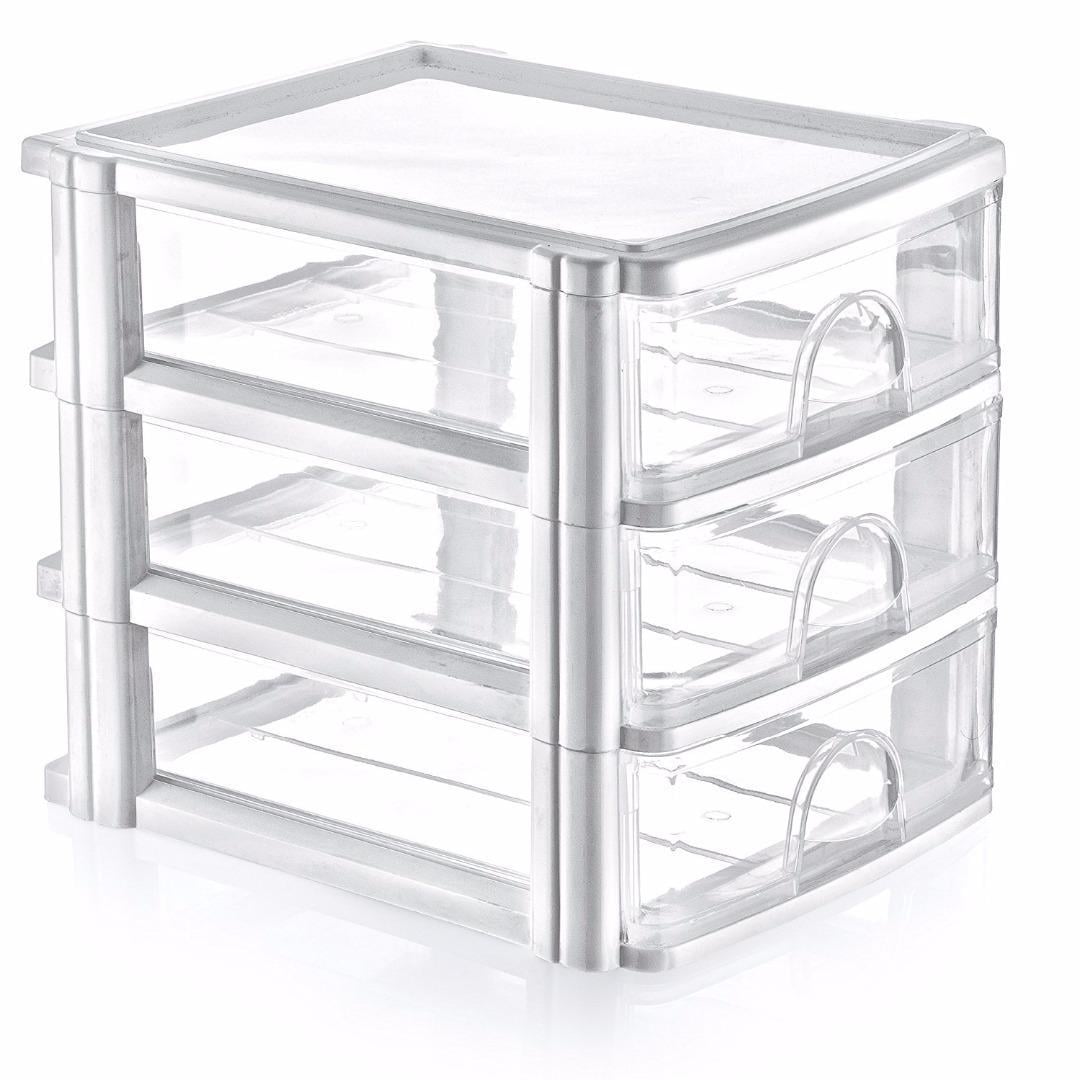 Комод настольный для хранения мелких вещей A4 на 3 ящика пластиковый Белый (147-46-10207) Комод настольный для хранения мелких вещей A4 на 3 ящика пластиковый Белый (147-46-10207)