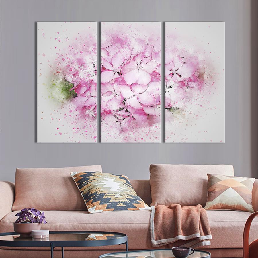 Картина на холсте триптих Цветы на белом фоне 156x100 см (822-31)