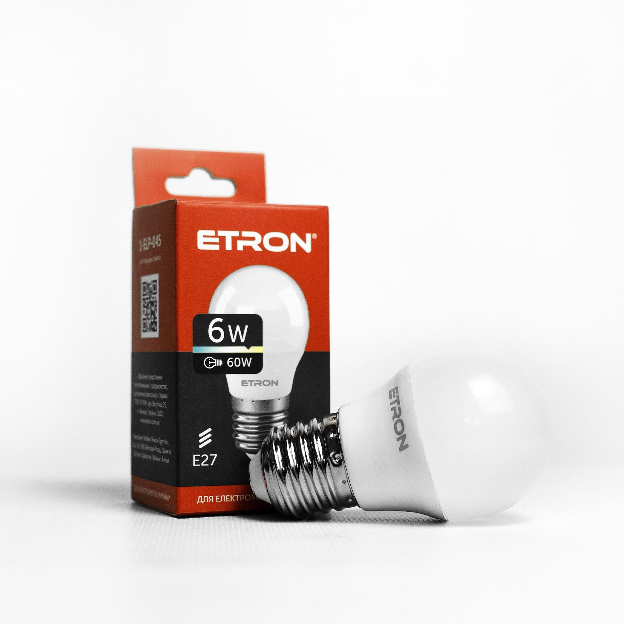 Лампа LED ETRON Light 1-ELP-045 G45 6W 3000K 220V E27