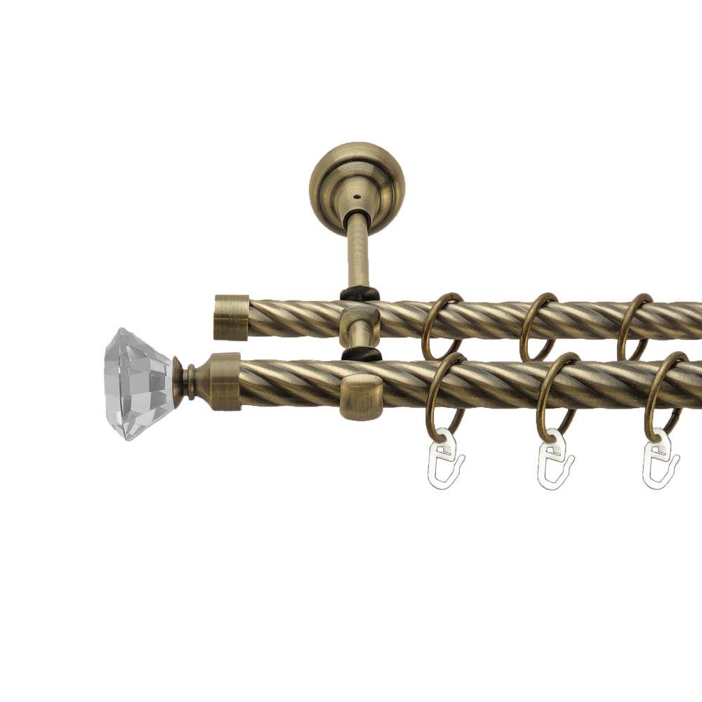 Карниз металевий Orvit Спектралія дворядний відкритий/скручена труба/кільце металеве Антик 19/16 мм 240 см (00-00017483)