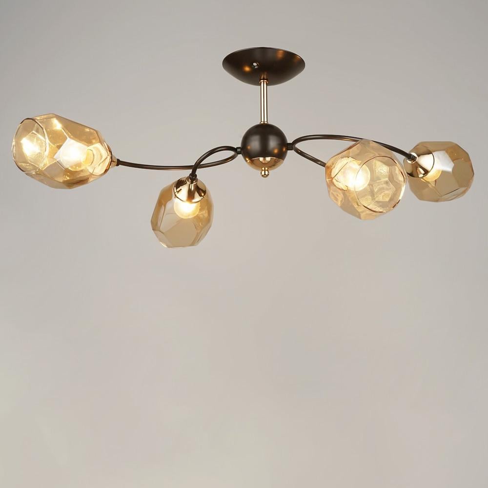 Люстра стельова Light House SRS-19503/4 Чорний/Золотий/Бурштиновий 