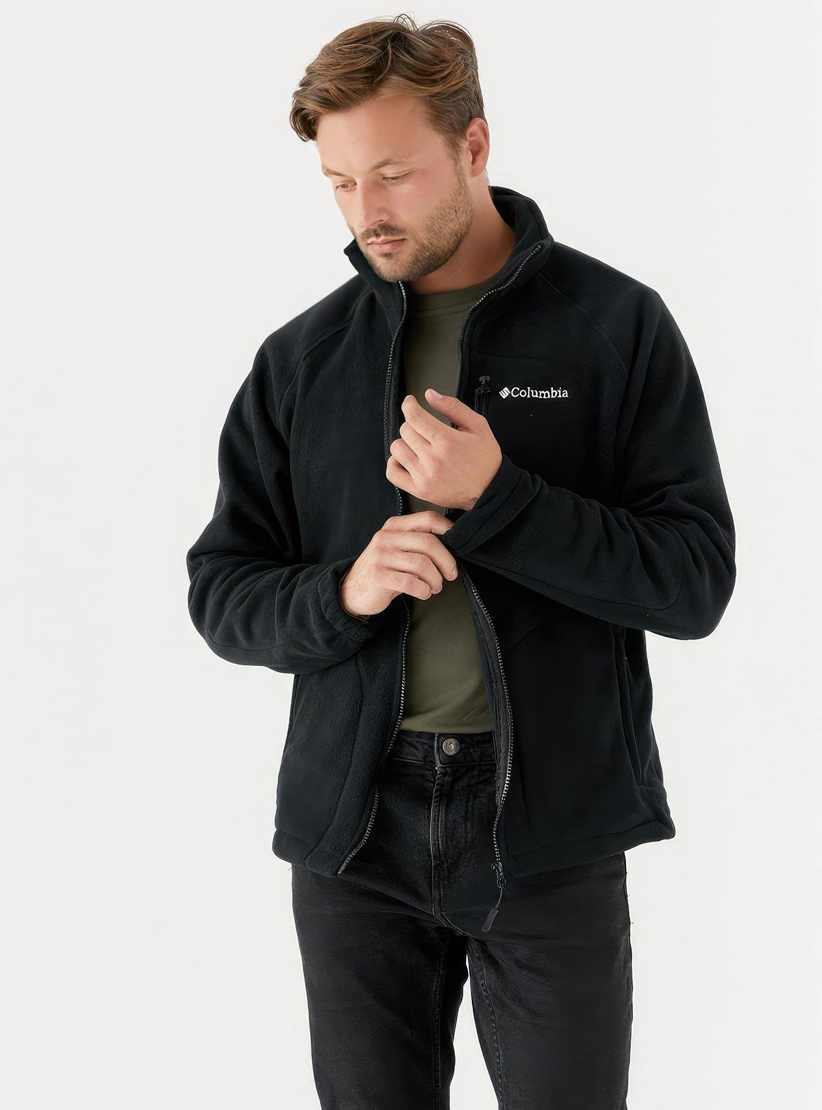 Кофта флисовая мужская Columbia с карманами на молнии зимняя спортивная M Черный (69305) Кофта флисовая мужская Columbia с карманами на молнии зимняя спортивная M Черный (69305)