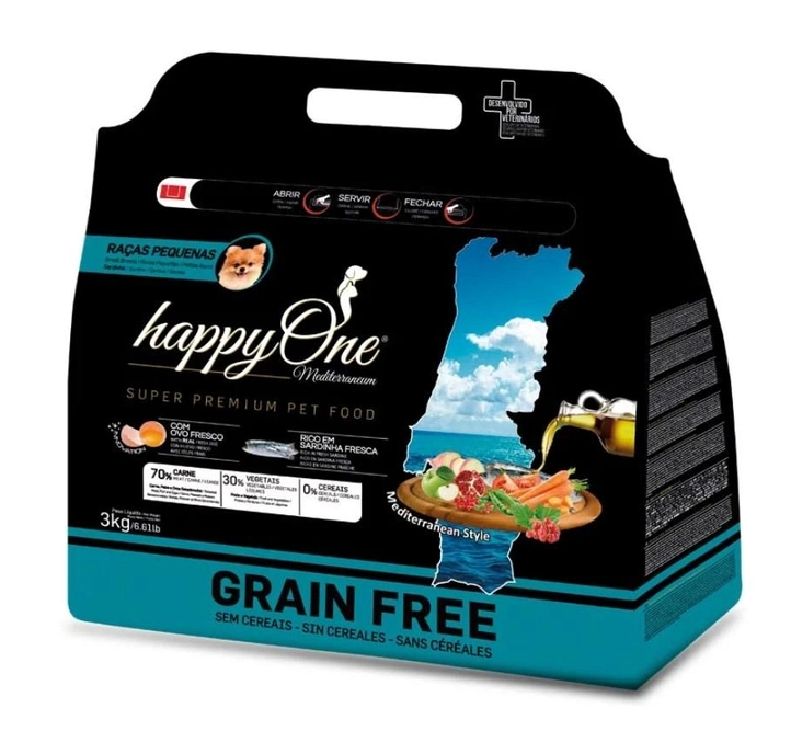 Корм для собак сухой беззерновый малых пород HappyOne Mediterraneum Small Breeds Fresh Sardine 3 кг