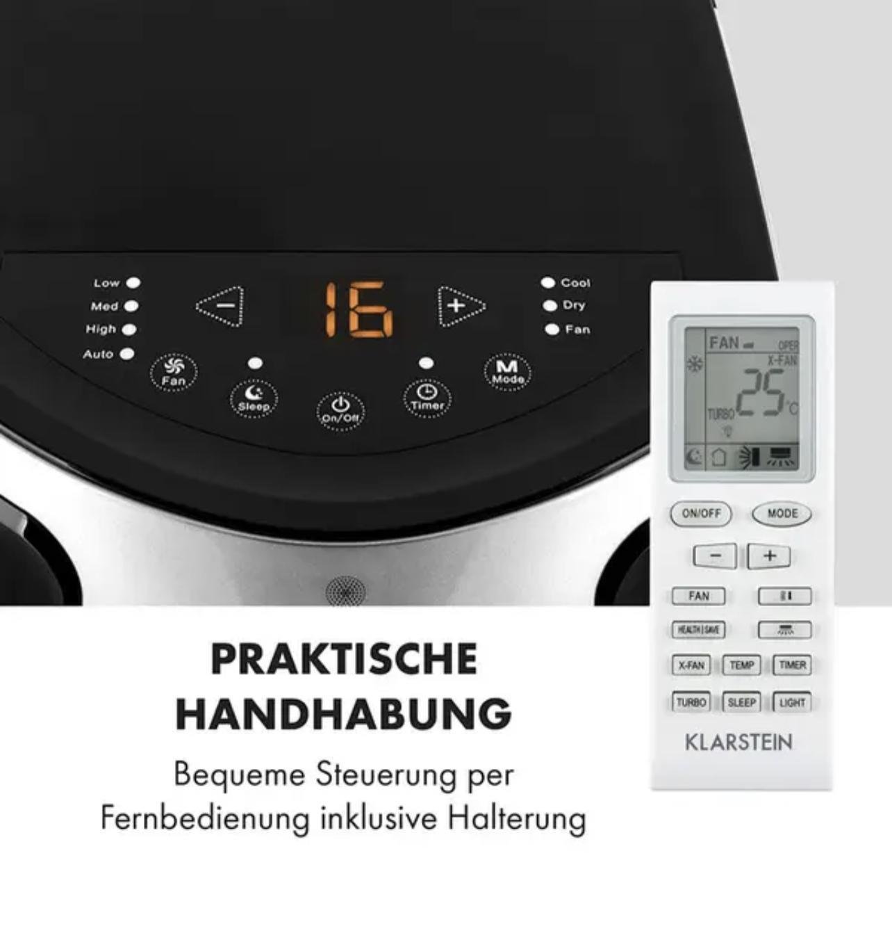 Кондиціонер мобільний KLARSTEIN Breeze 9 4в1 9000 BTU EEK таймер 2,6 кВт 44 м2 Чорний (10029705) - фото 8