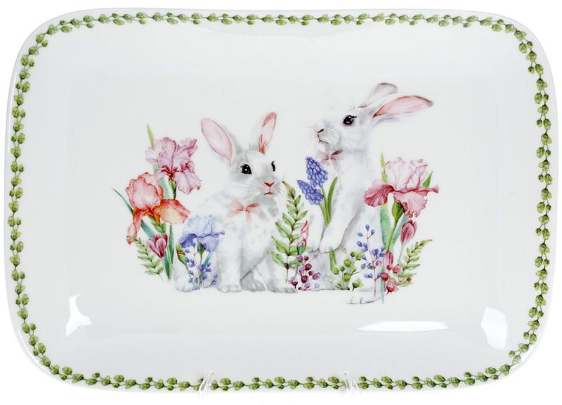 Блюдо прямоугольное Весенняя история 33 см фарфоровое (BD-498-180)