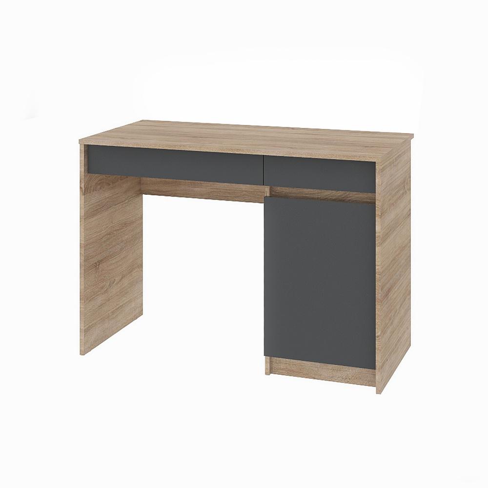 Письменный стол с 2 ящиками и закрытой секцией Эверест Сити-1100 110,1х50,1х76,6 см Дуб сонома/Графитовый (EVR-071103) - фото 2 Письменный стол с 2 ящиками и закрытой секцией Эверест Сити-1100 110,1х50,1х76,6 см Дуб сонома/Графитовый (EVR-071103) - фото 2