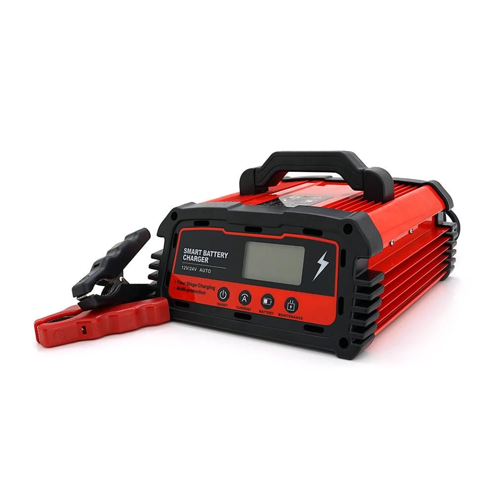 Зарядний пристрій автоматичний для акумулятора DEMUDA 12V/24V WET AGM GEL AC110/220V DC148В/296В Струм заряду 12V/25A 24V/10A LCD крокодили (27980)