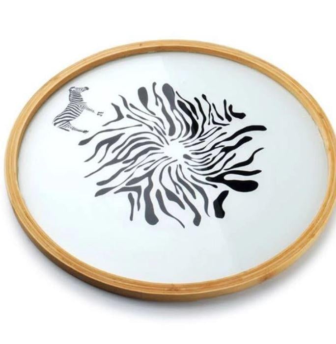 Поднос стеклянный круглый Zebra 38 см (30407)