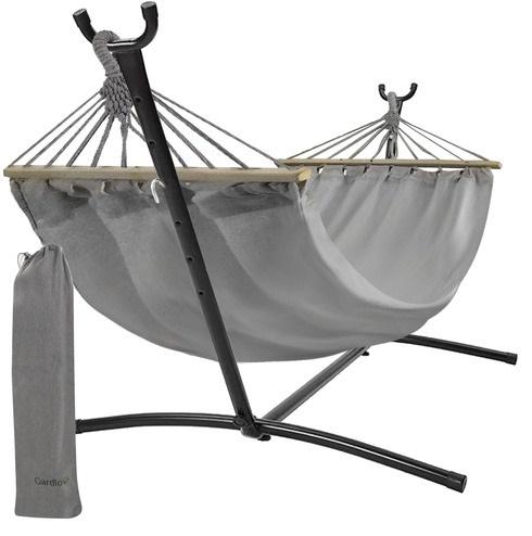 Гамак двухместный стальной каркас деревянные распорки до 250 кг Серый - фото 3 Гамак двухместный стальной каркас деревянные распорки до 250 кг Серый - фото 3