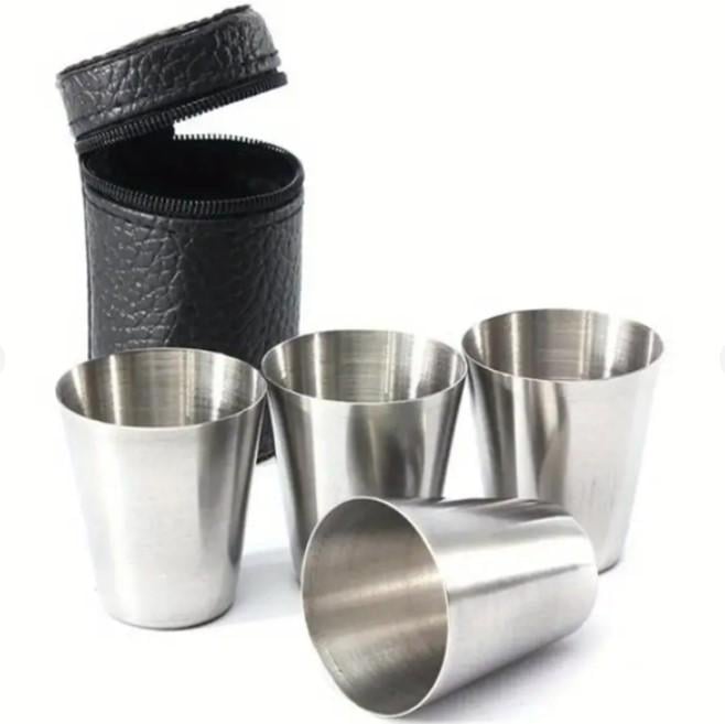 Набір склянок A-Plus 04 W нержавіюча сталь 50 мл в чохлі (AWN-00087) - фото 2 Набір склянок A-Plus 04 W нержавіюча сталь 50 мл в чохлі (AWN-00087) - фото 2