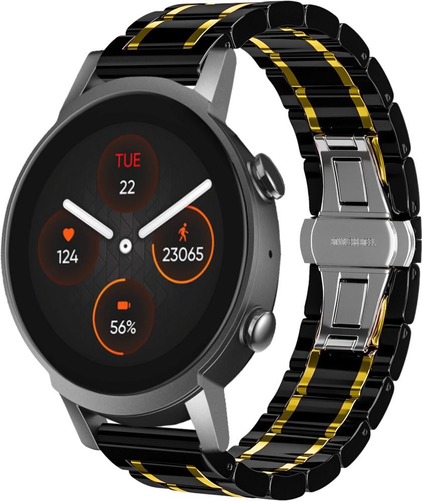 Ремешок керамический Ceramo для Mobvoi TicWatch E3 Black/Gold (28746-02)
