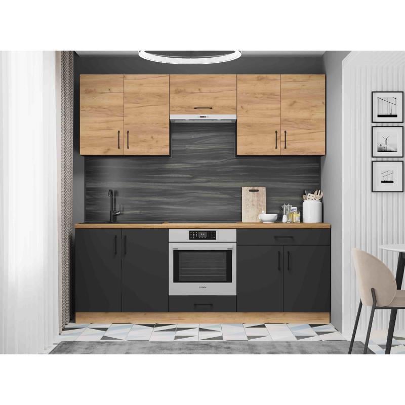 Кухня модульная Эверест Оптима №8 2,2 м Дуб крафт золотой/Антрацит (DTM-5721)