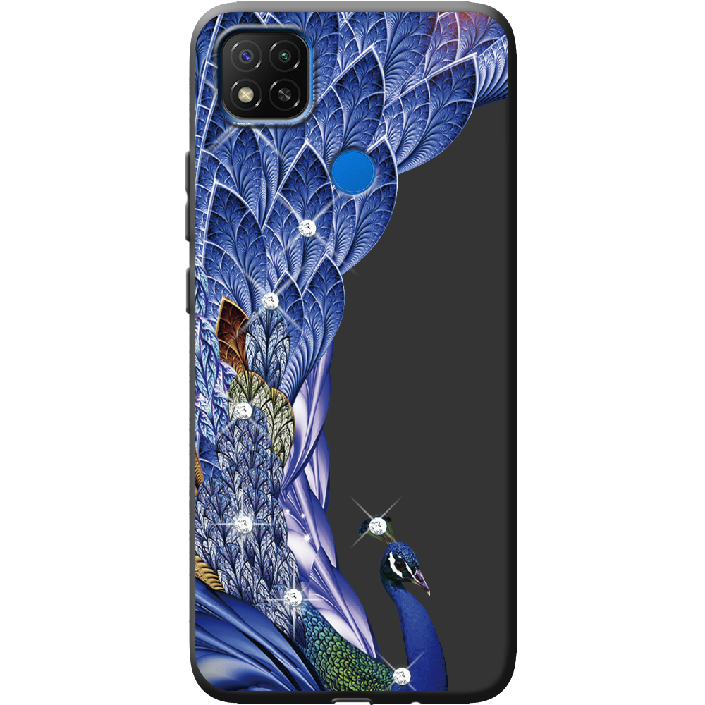 Чохол Boxface Xiaomi Redmi 9C Павич зі стразами Чорний силікон (40879-rs7-41176)