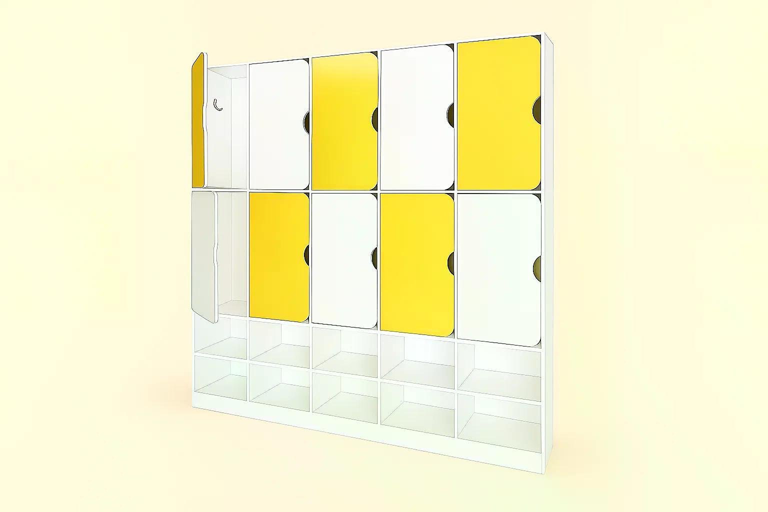 Шкаф для одежды DS-55 10-секционный с полкой для обуви Белый.Желтый