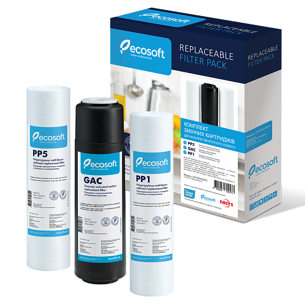 Комплект картриджів Ecosoft 1-2-3 для фільтрів зворотного осмосу - фото 3 Комплект картриджів Ecosoft 1-2-3 для фільтрів зворотного осмосу - фото 3