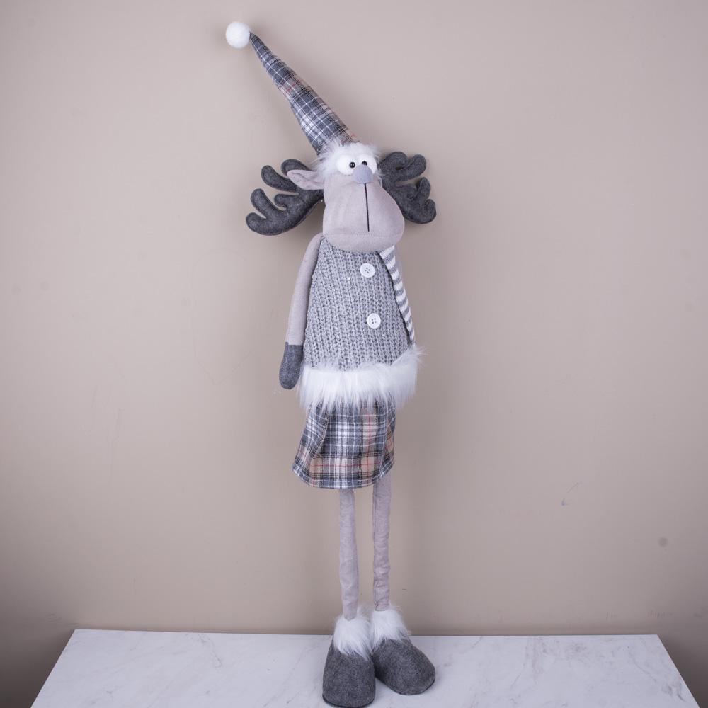 Статуэтка ткань лось в серых ботинках девочка 90 см (8578-1)
