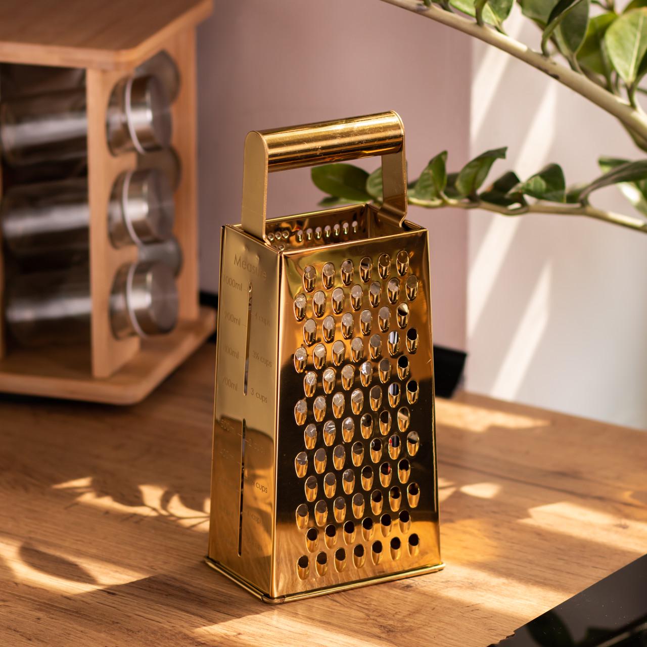 Терка ручная четырехсторонняя 11х8х24 см Золотистый Терка ручная четырехсторонняя 11х8х24 см Золотистый