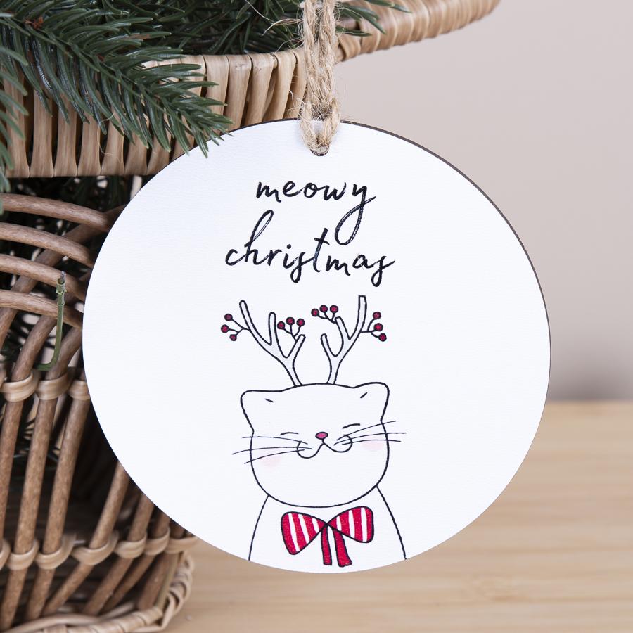 Подвеска новогодняя деревянная Meowy christmas (2931-3)