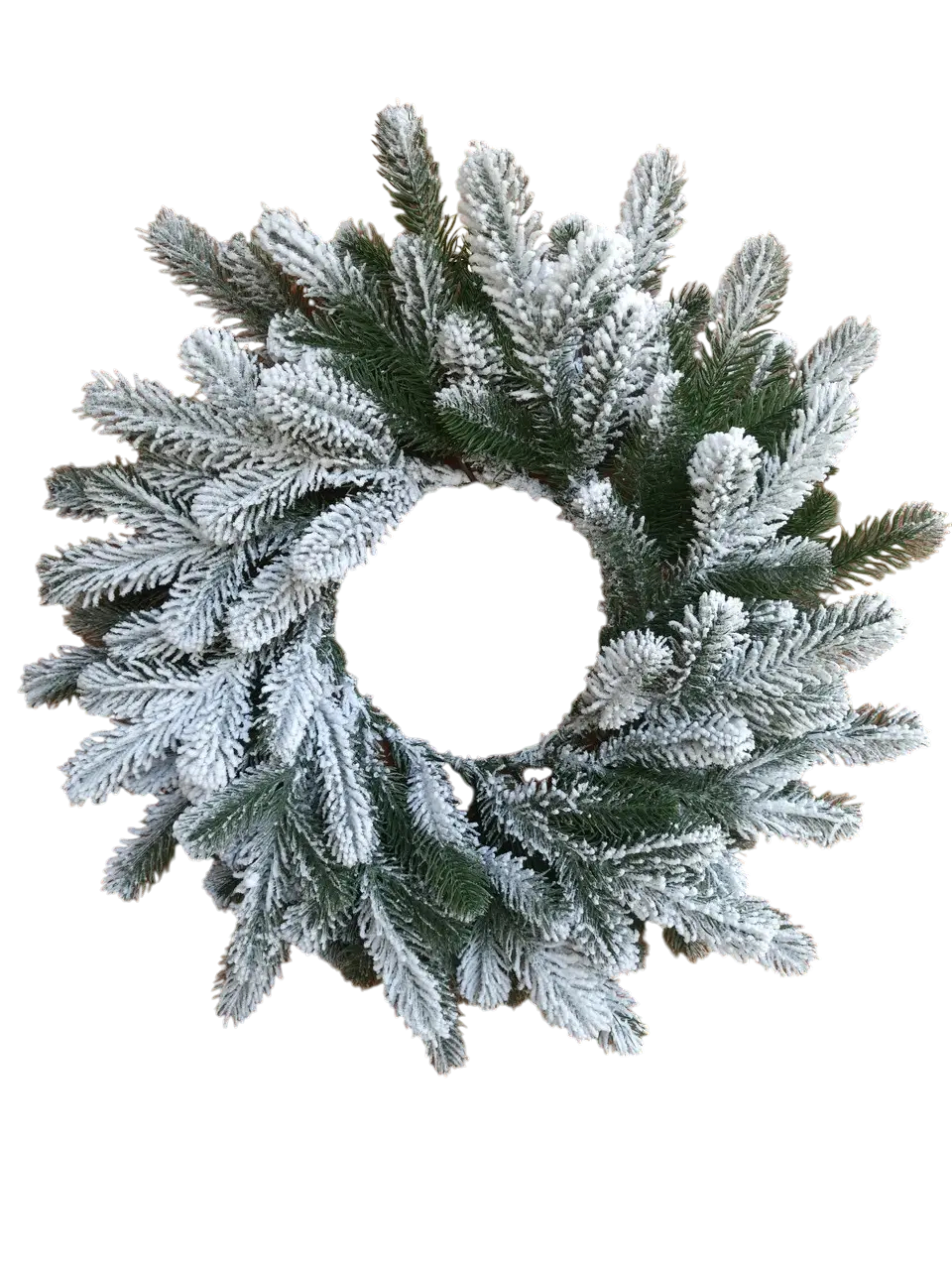 Вінок штучний для декору засніжений Елітний 50 см з харчового пластику Зелений (147-41-Вінок Еліт Засн.)