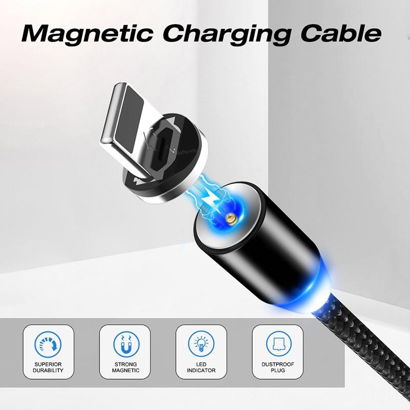 Кабель магнітний Martec 3в1 MicroUSB/Type-C/Lightning для заряджання телефону 1 м 3 A Чорний (87687-2376) - фото 3