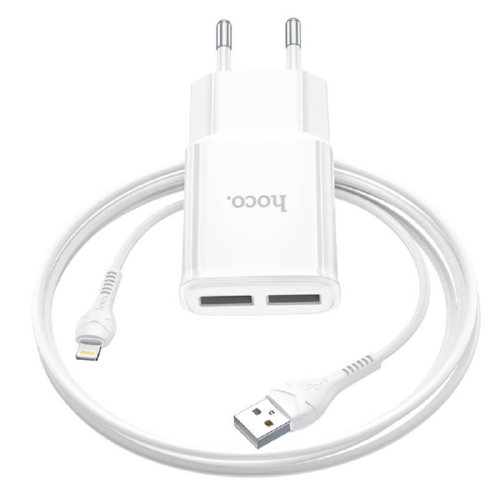 Адаптер HOCO мережний Lightning C88A 2USB 2.4A white Адаптер HOCO мережний Lightning C88A 2USB 2.4A white