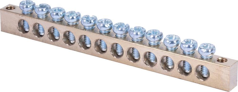 Шина нульова E.NEXT e.bsa.stand.20.12 12 отворів кріплення по краях мідь 6х9 мм (s056002)