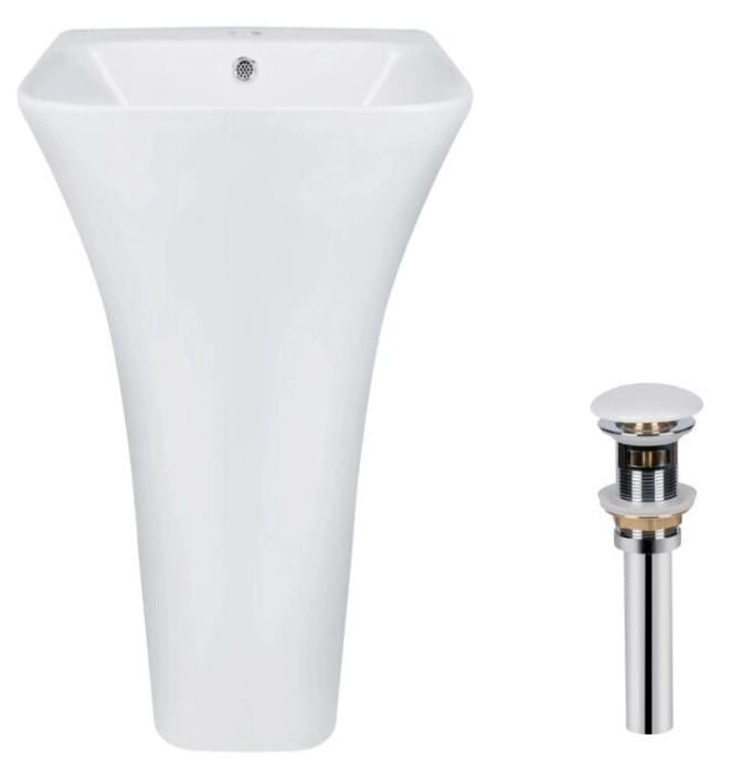 Раковина напольная моноблок Qtap Crow 445x420x840 мм с донным клапаном PU02O White (QT0511G315WN47321)