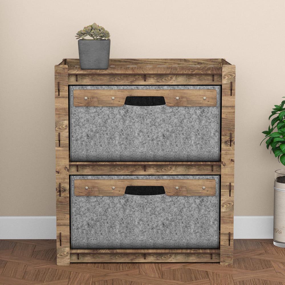 Тумба из дерева прикроватная Hexagonica Stones на 2 серых ящика 600х528х345 мм (111566) - фото 3 Тумба из дерева прикроватная Hexagonica Stones на 2 серых ящика 600х528х345 мм (111566) - фото 3