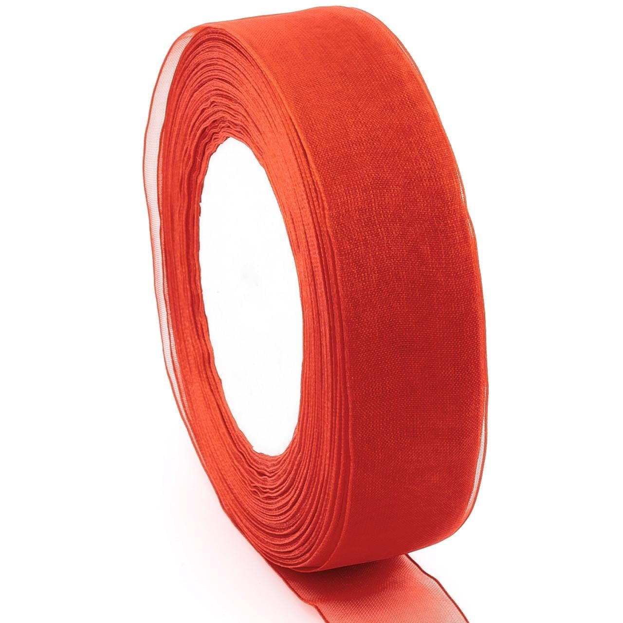 Лента органза 2,5 см 1 рулон 45 м Красный (ЛТ0025о07)