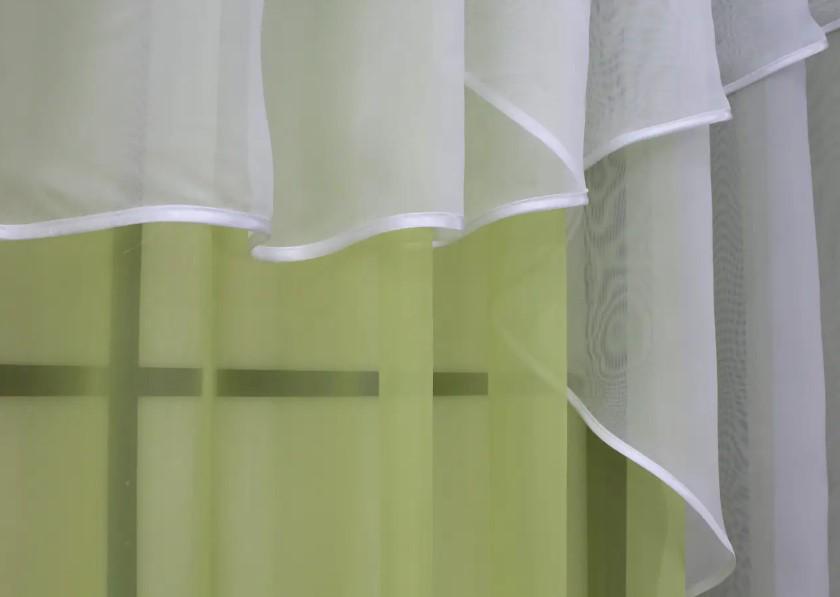 Занавеска на кухню 280х170 см Светло-оливковый/Белый (00к 59-937) - фото 5