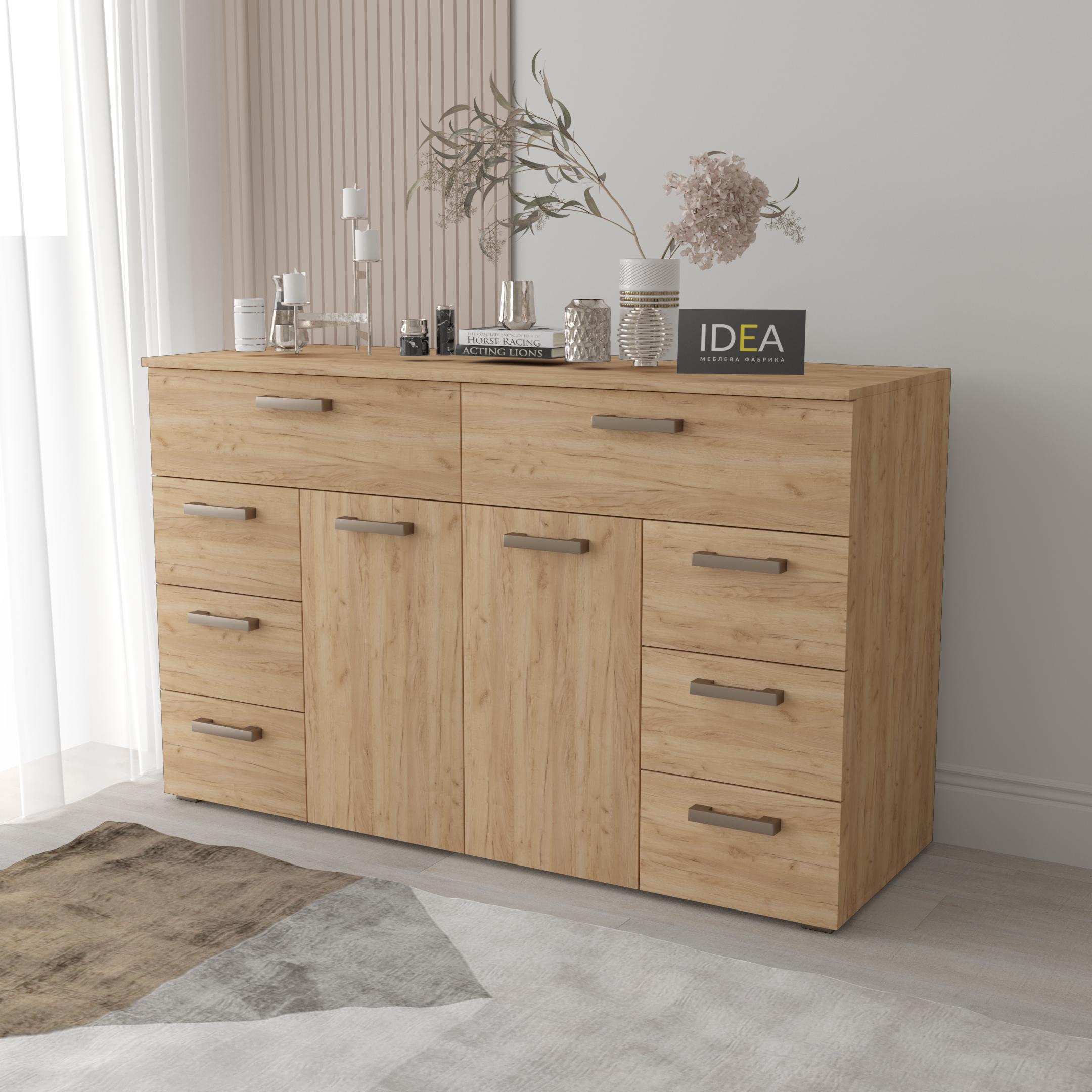 Комод Idea ТКБ-381.1 на 8 шухляд з дверима Дуб крафт (26718298) - фото 1 Комод Idea ТКБ-381.1 на 8 шухляд з дверима Дуб крафт (26718298) - фото 1