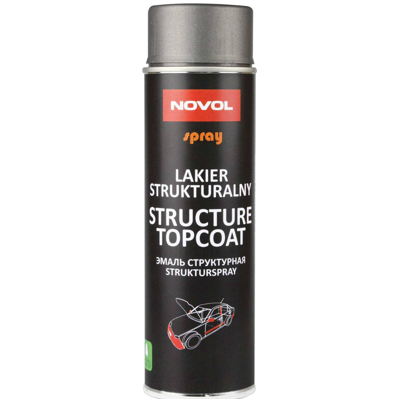 Аэрозольная краска эмаль структурная для пластика Novol Spray 500 мл Антрацит