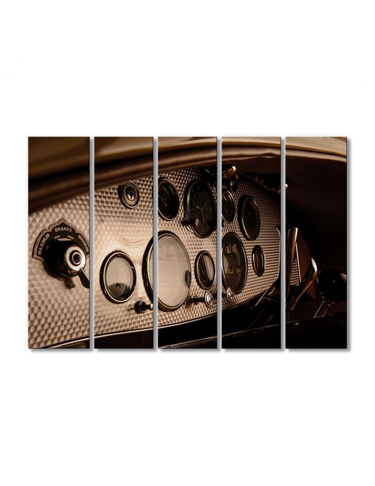 Картина модульная Спидометр старого автомобиля 5 модулей 90x135 см