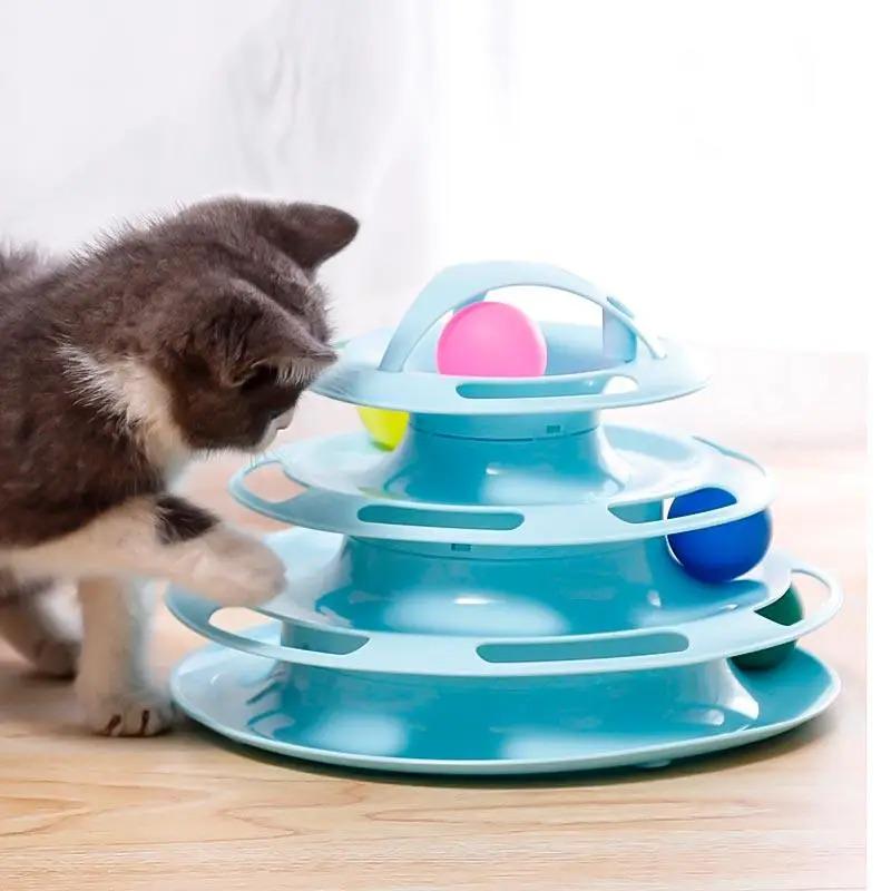 Игрушка для кота Taotaopets 077705 Torre 4-уровневая из пластика 25х16,5 см Blue (784780102) - фото 4