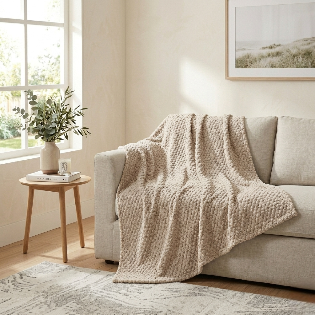 Плед на диван и кровать Honey Soft LUX 200х230 см Бежевый (PlaidHoney200Beige)
