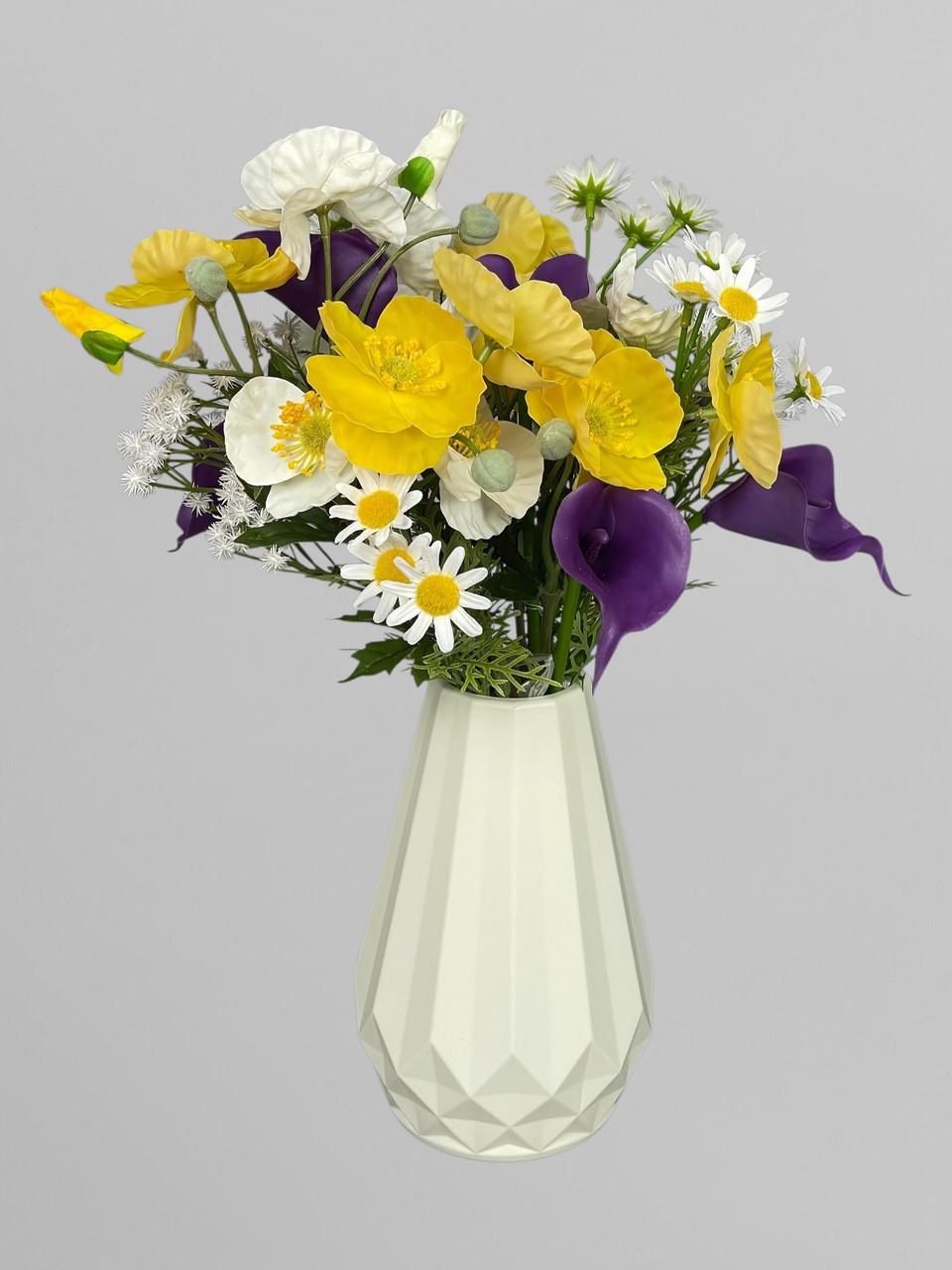 Декоративный букет из искусственных кал/маков и ромашек (А401)