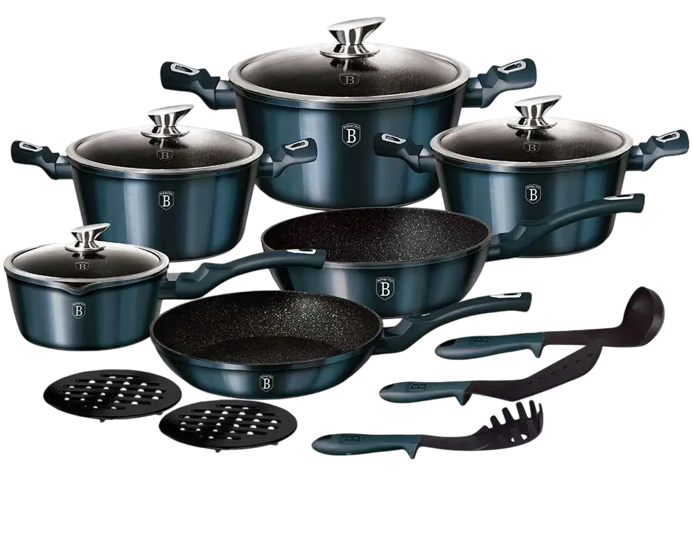 Комплект посуду Berlinger Haus Aquamarine Metallic Line 2,5 л/4,1 л/6,1 л 20/24 см 15 пр. (fb27faab)
