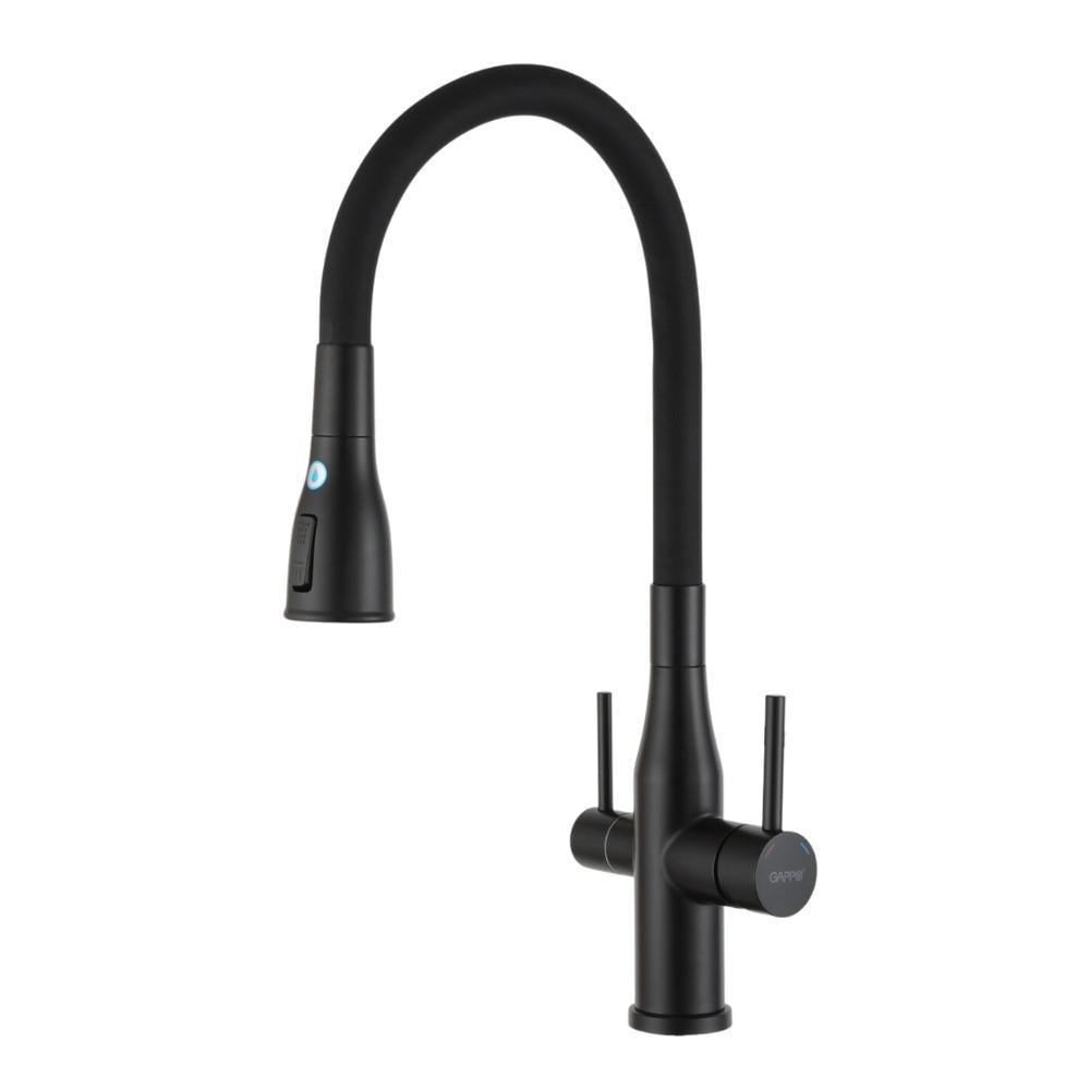 Смеситель для кухни Gappo G4399-66 с подключением фильтра питьевой воды Черный (1897987706)