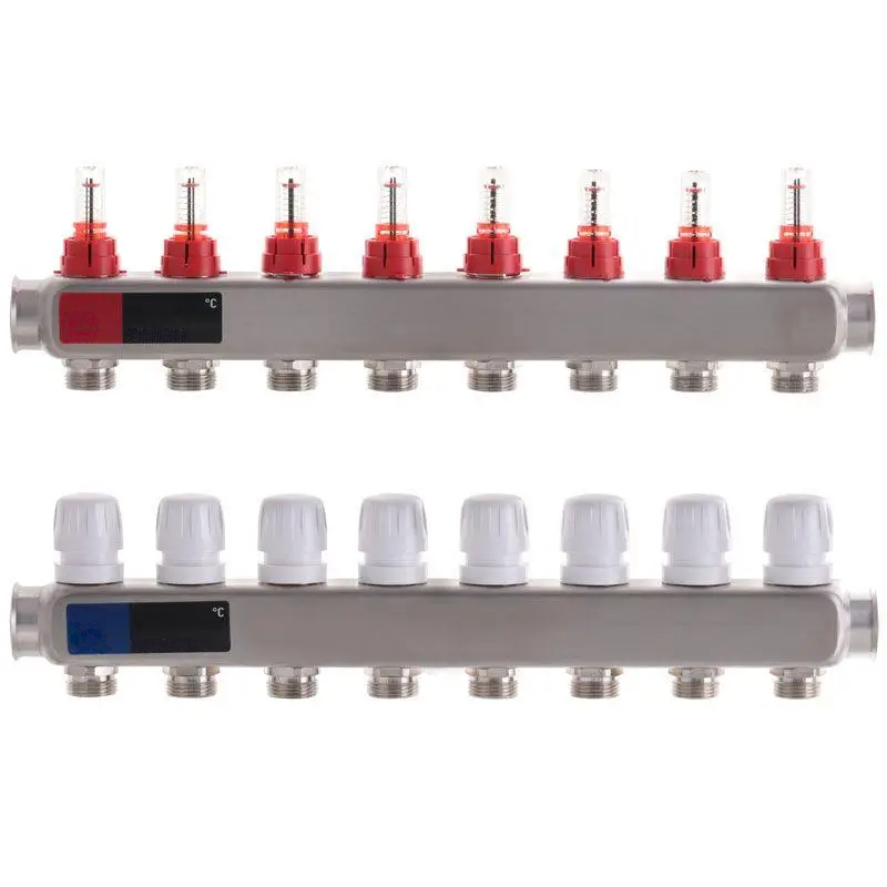 Коллектор Standard на 8 выходов в сборе для теплого пола 1"-3/4"
