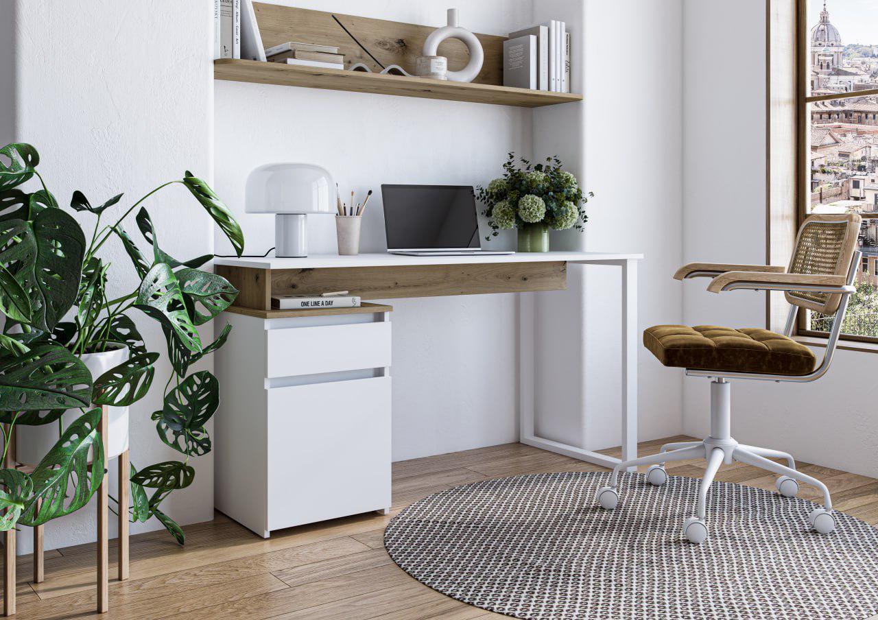 Стол письменный/компьютерный Win Мебель Манчестер Нимфея Альба/Дуб Артизан (27919320)